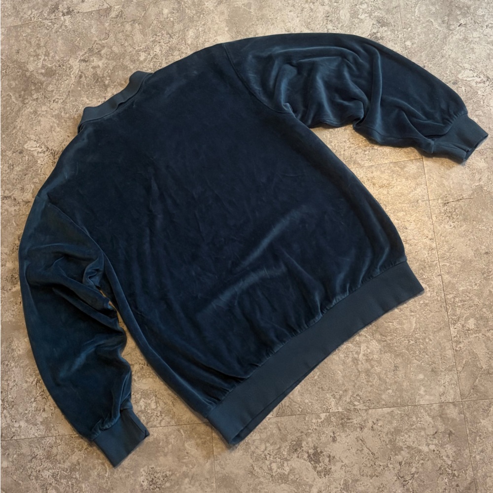 Norm Thompson Teal Long Sleeve Polo Vintage Thick Suede Feel - Picture 2 of 4